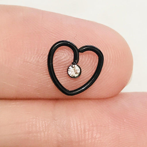 Gem Drop Heart Ring 16G-My Body Piercing Jewellery