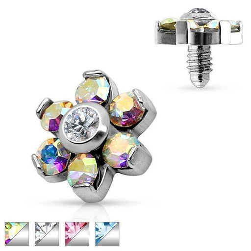 Gem Flower Dermal Top 14G-My Body Piercing Jewellery