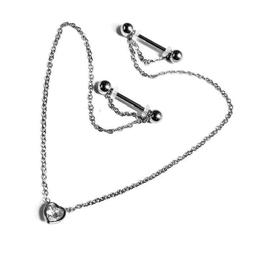 Gem Heart Nipple Chain - My Body Piercing Jewellery