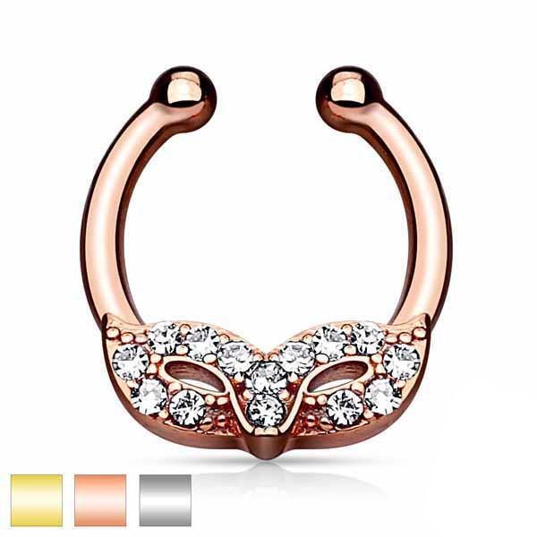 Gemmed Mask Non-Piercing Septum Ring-My Body Piercing Jewellery