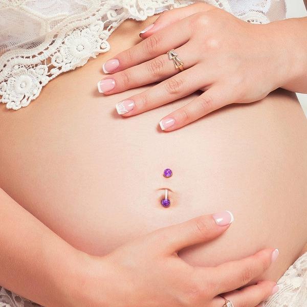 Glitter Pregnancy Belly Bar 14G-My Body Piercing Jewellery