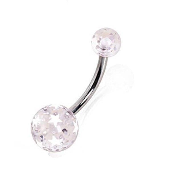 Glitter Stars Belly Bar 14G-My Body Piercing Jewellery