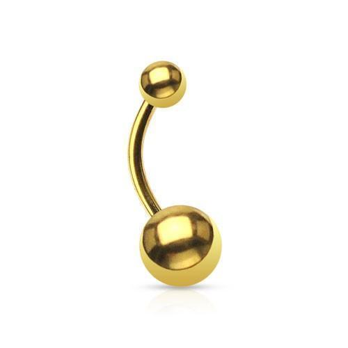 Gold IP Belly Bar 14G-My Body Piercing Jewellery