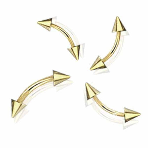 Gold IP Curve with Spikes 16G 14G-My Body Piercing Jewellery