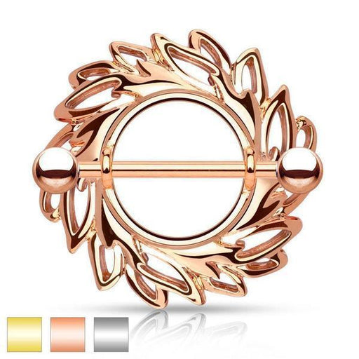 Gold Plated Swirling Nipple Shield 14G-My Body Piercing Jewellery