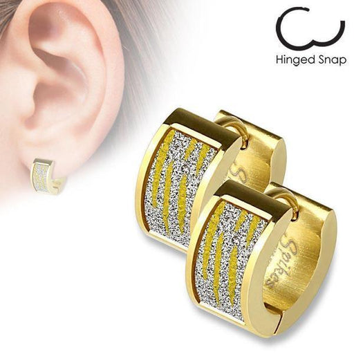 Gold Sparkle Animal Print Huggies Earrings Pair-My Body Piercing Jewellery