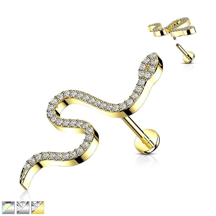 Long Paved Snake I.T. Labret 16G-My Body Piercing Jewellery