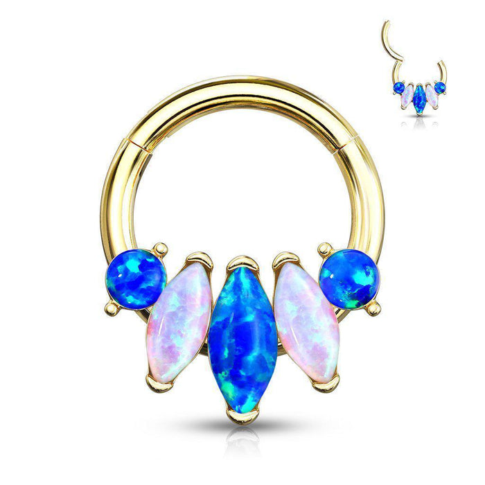 Marquise Opal Hinged Ring 16G-My Body Piercing Jewellery