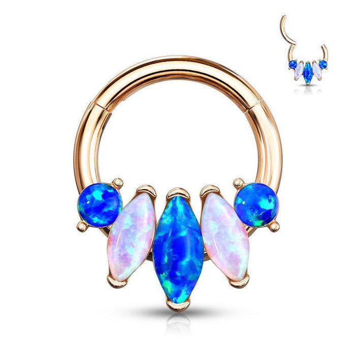 Marquise Opal Hinged Ring 16G-My Body Piercing Jewellery