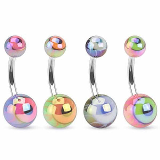 Metallic Eyeball Belly Bar 14G-My Body Piercing Jewellery