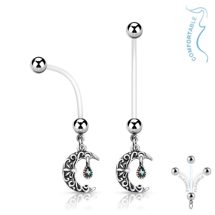 Moon Pregnancy Belly Bar 14G-My Body Piercing Jewellery