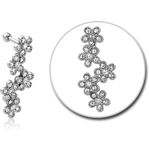 Multi Flower Cartilage Bar 16G - My Body Piercing Jewellery