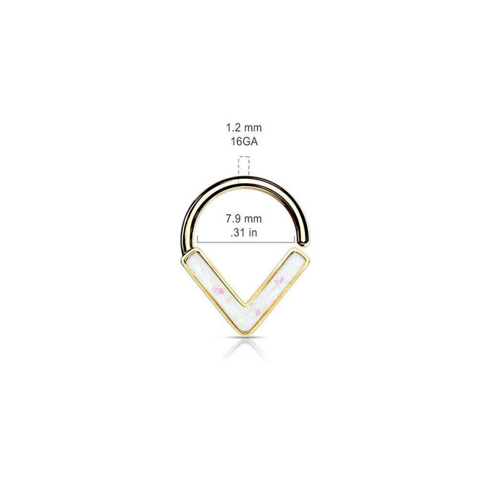 Opal Glitter V Ring 16G-My Body Piercing Jewellery