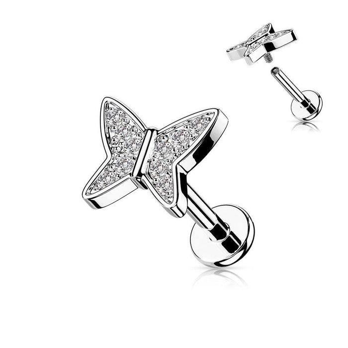 Paved Butterfly I.T. Labret 16G-My Body Piercing Jewellery