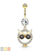 Paved Owl Dangle Belly Bar 14G-My Body Piercing Jewellery