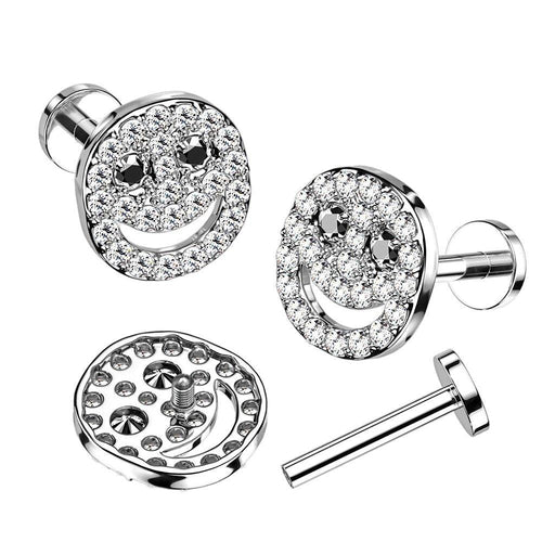 Paved Smiley I.T. Labret 16G-My Body Piercing Jewellery