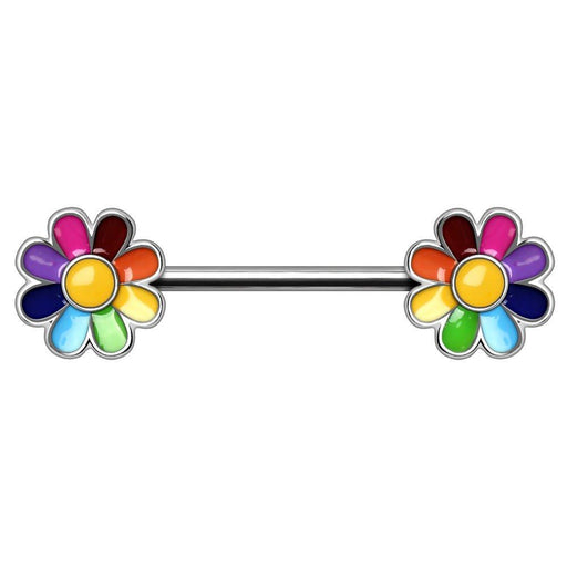Pride Flower Nipple Bar 14G (Single)-My Body Piercing Jewellery