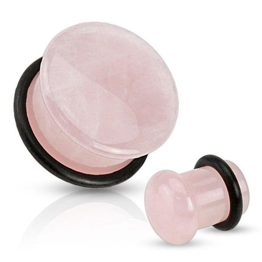 Rose Quartz Stone Dome Plug 4mm-16mm-My Body Piercing Jewellery