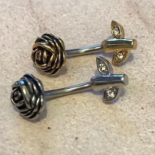 Rose Stem Belly Bar 14G