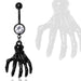 Body Jewelry - Skeleton Hand Belly Bar 14G