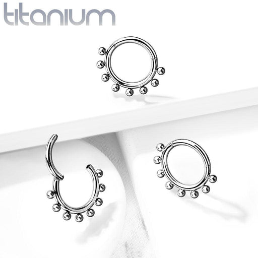 Body Jewelry - Titanium Beaded Hinged Ring 16G