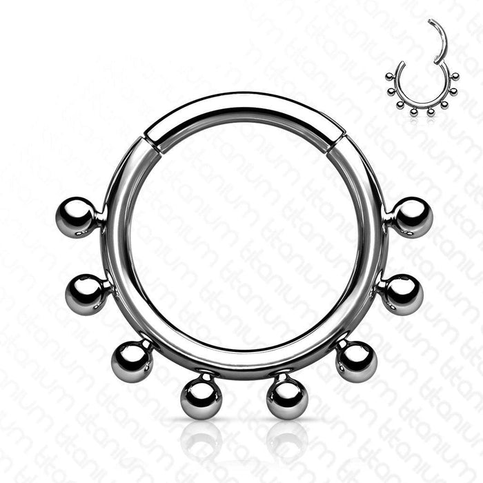 Body Jewelry - Titanium Beaded Hinged Ring 16G