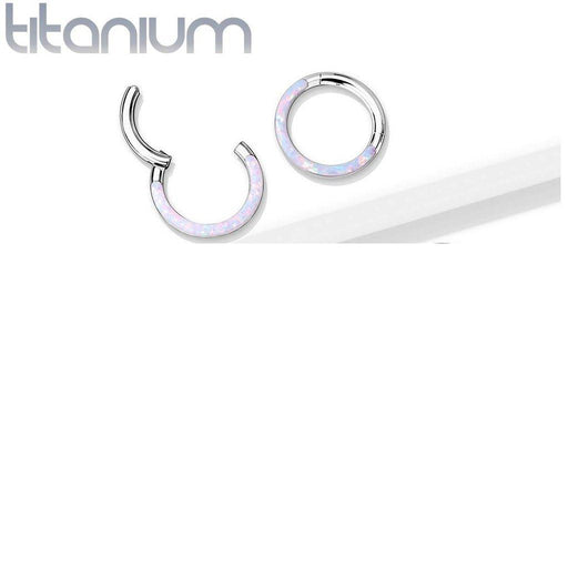 Body Jewelry - Titanium Opal Hinged Ring 16G