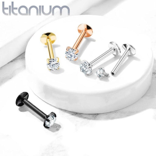 Body Jewelry - Titanium Prong Gem Labret 18G 16G