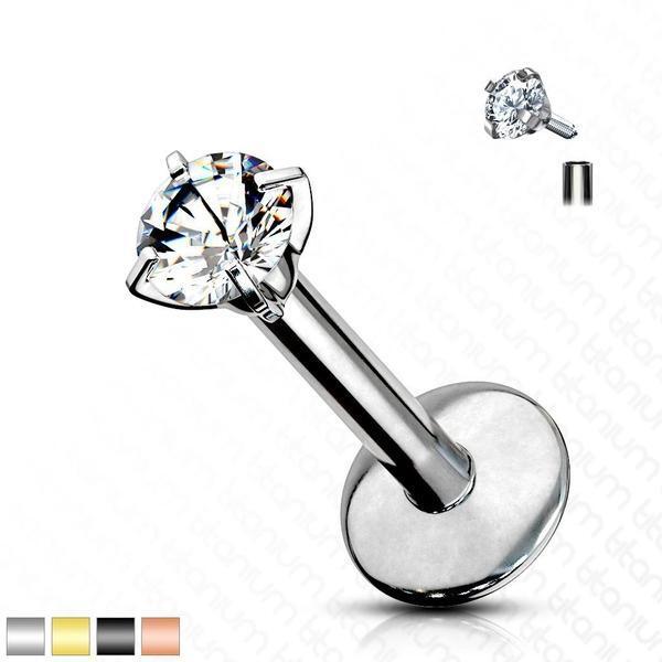 Body Jewelry - Titanium Prong Gem Labret 18G 16G