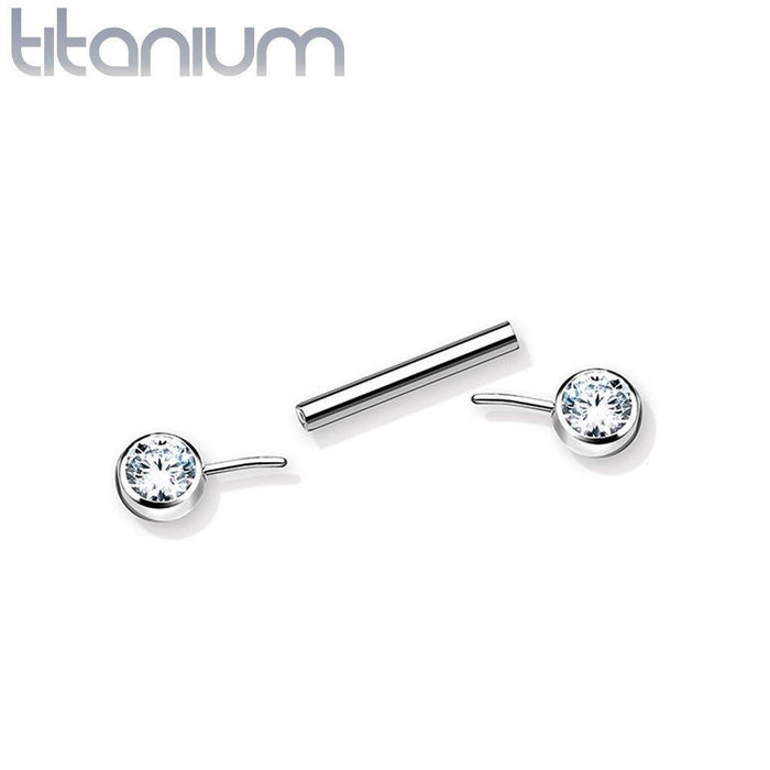 Body Jewelry - Titanium Threadless Gem Nipple Bar 14G