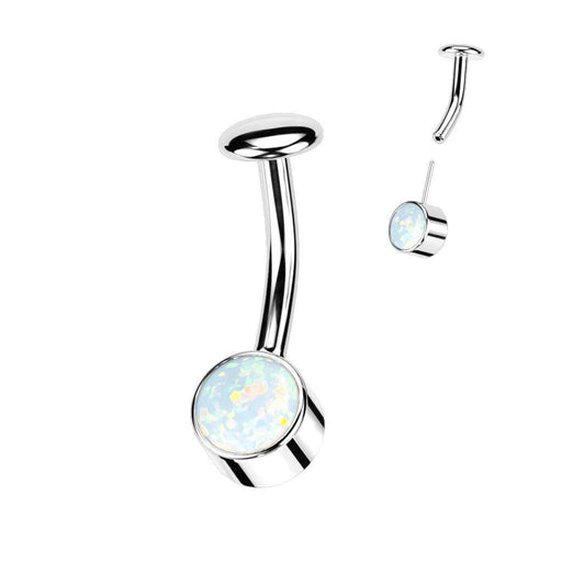 Body Jewelry - Titanium Threadless Opal Belly Bar 14G