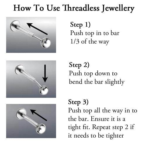 Body Jewelry - Titanium Threadless Tri Ball Labret 20G - 16G