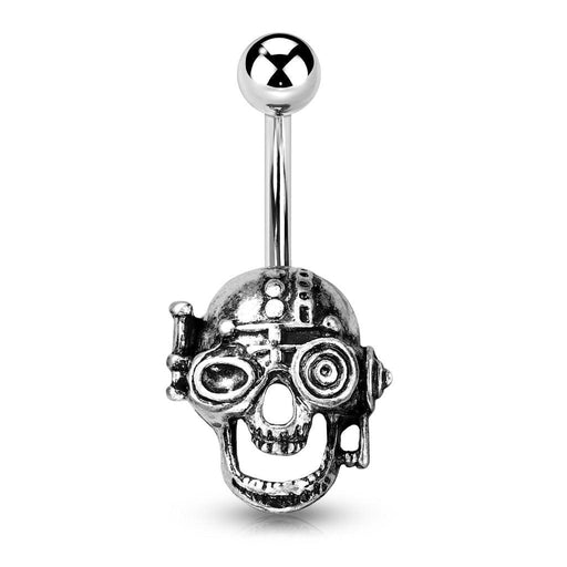 Body Jewelry - Steampunk Skull Belly Bar 14G