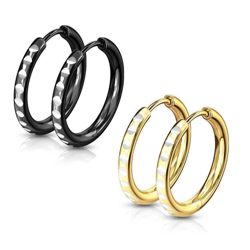 Body Jewelry - Steel Cut Huggies Earrings Pair