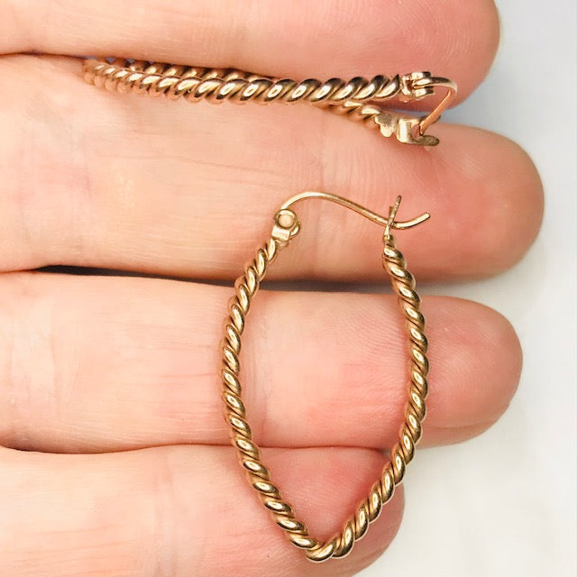 Rose Gold Twisted Oval Earring Pair