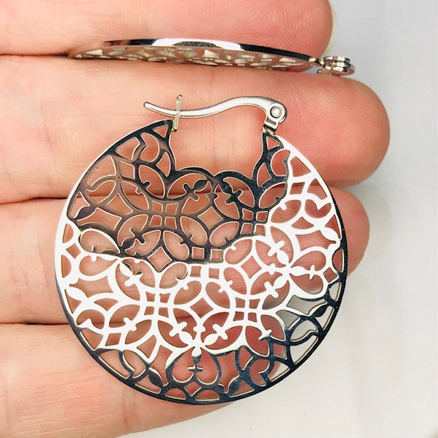 Steel Disc Earring Pair Style 3