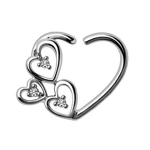 Body Jewelry - Triple Heart Right Daith Heart Ring 16G