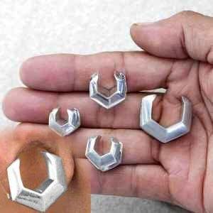 Body Jewelry - White Brass Hex Spreader PAIR 8mm-25mm