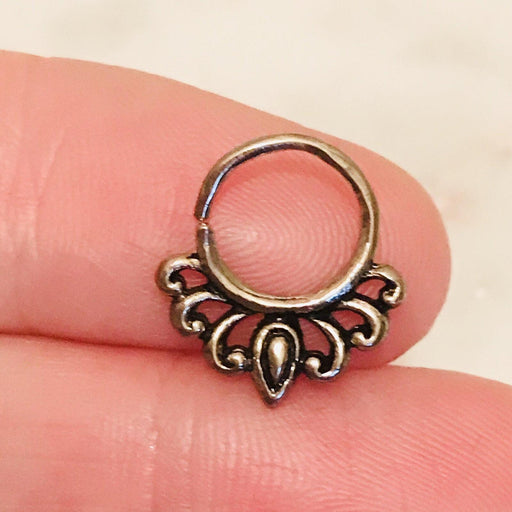 White Brass Swirl Ring 18G