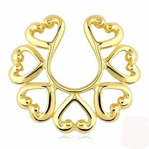 14Kt Gold Plated Hearts Non-Piercing Nipple Shield (Single) - Totally Pierced