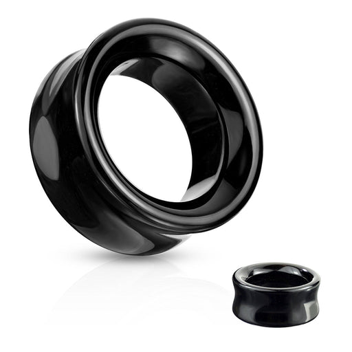 Black Agate Tunnel 6mm-25mm - Totally Pierced