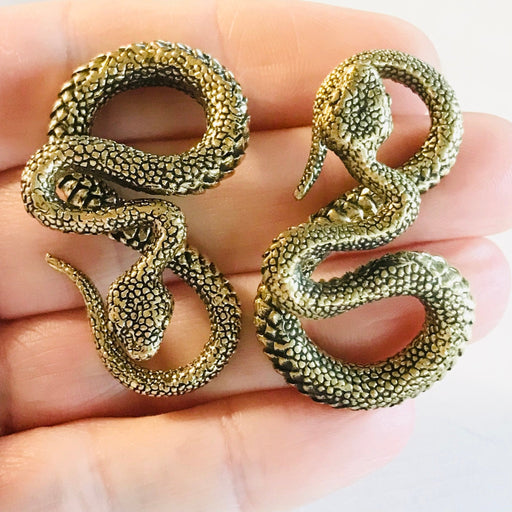 Brass Snake Ear Weights PAIR - Totally Pierced