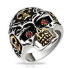 Gold Accent Red Eyed Skull Ring - Totally Pierced