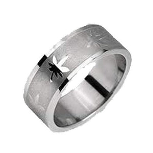 Pot Leaf Engraved Ring - Totally Pierced