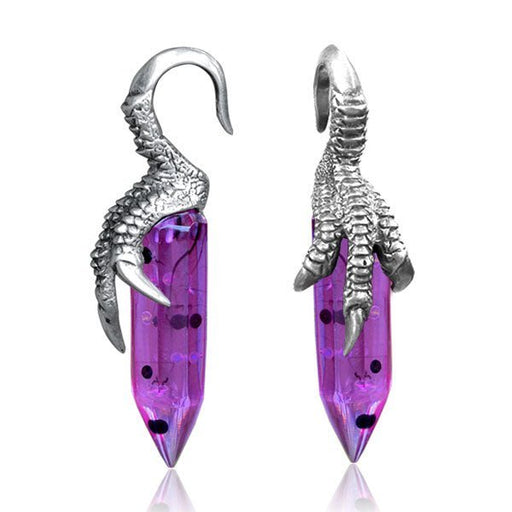 Purple Crystal Dragon Claw Hanger PAIR - Totally Pierced