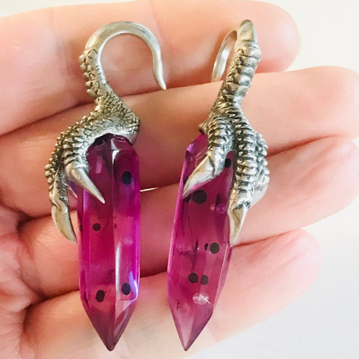 Purple Crystal Dragon Claw Hanger PAIR - Totally Pierced