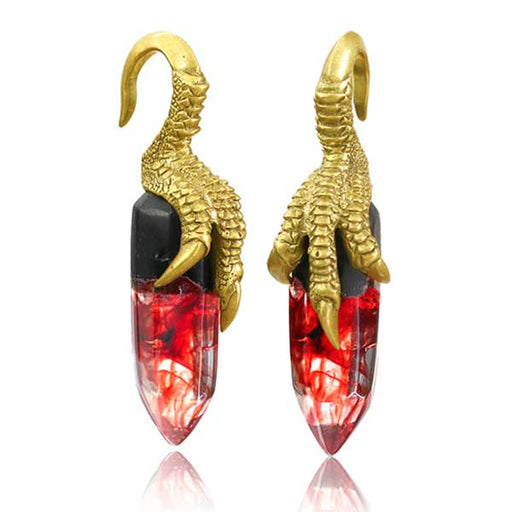 Red Crystal Dragon Claw Hanger PAIR - Totally Pierced