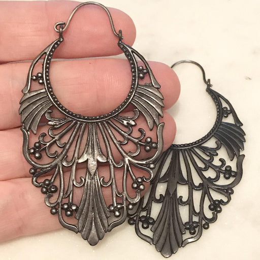 Scalloped Earring PAIR Large Black - Totally Pierced
