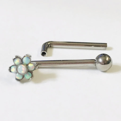 Solid Titanium Internally Threaded Opal Flower Christina Bar 14G - Totally Pierced