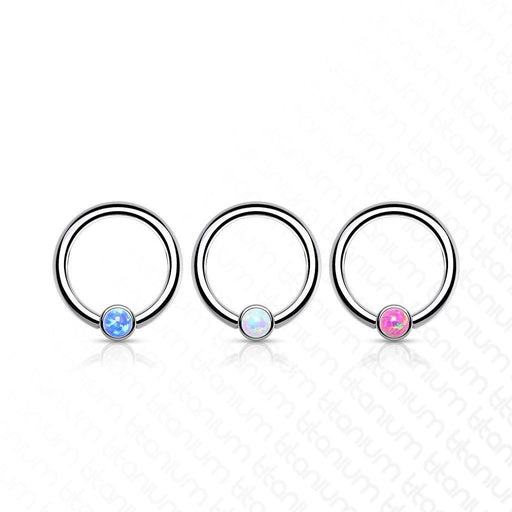 Solid Titanium Opal Captive Ring 16G - Totally Pierced